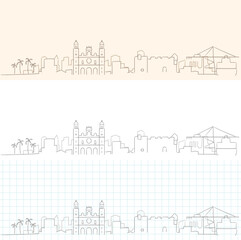 Las Palmas Hand Drawn Profile Skyline
