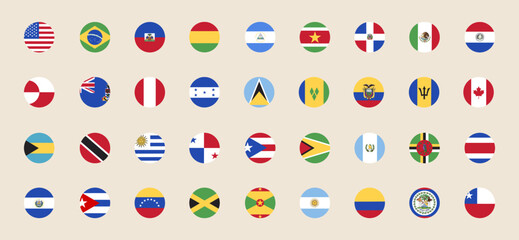 North And South America Flags In Flat Style