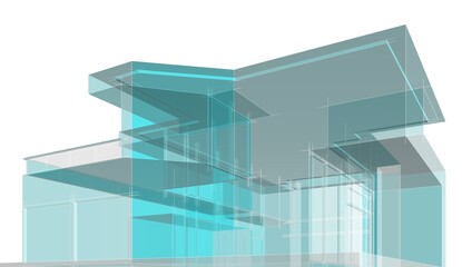 Concept architectural 3d illustration. Modern building 3d rendering © Svitlana