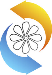 Red and blue arrows symbol. Ventilation and air conditioning at home