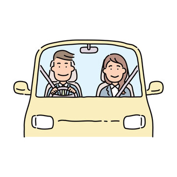recommend clip art: ビジネス_人物_男性_スーツ_車を運転する_助手席に女性