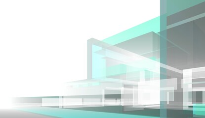 Fototapeta premium Concept architectural 3d illustration. Modern building 3d rendering
