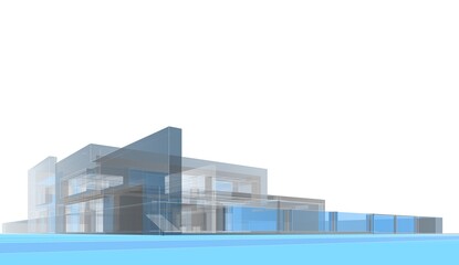 Concept architectural 3d illustration. Modern building 3d rendering © Svitlana