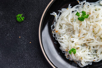 rice noodles meal food snack on the table copy space food background rustic top view 