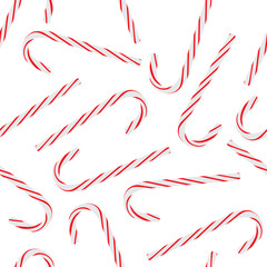 Seamless pattern Realistic Christmas candy isolated on white background. Vector illustration. Top view icon. Template for a greeting card for Christmas and New Year.