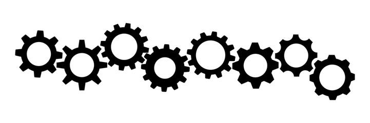Gear icon flat design. Gears on a white background. Mechanism wheels logo. Vector illustration
