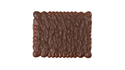 Biscuit Coated in Dark Chocolate Isolated, Square Cookies, Rectangular Shortbread, Crunchy Digestive Cookie on White Background Top View