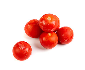 Frozen Tomatoes Isolated, Whole Iced Tomato Pile, Frozen Red Vegetables