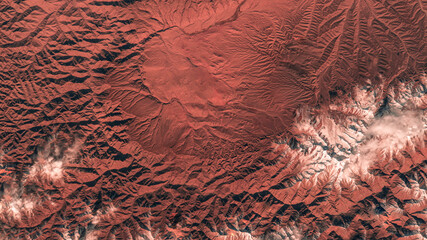 Kunlun Mountains in China. Earth landscape background. Aerial view of mountain scenery. Natural patterns on earth background. Elements of this image furnished by NASA