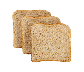 Whole Grain Healthy Sandwich Bread Square Slices Isolated, Supermarket Bread for Toasts, Soft Pieces