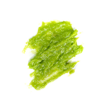 Wasabi Smear Isolated, Green Sushi Paste On White Background