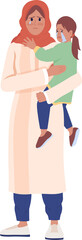 Obraz premium Female war victim holding teary daughter semi flat color raster characters. Crying figures. Full body people on white. Simple cartoon style illustration for web graphic design and animation