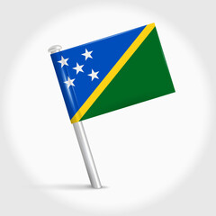 Solomon Islands map pin flag. 3D realistic vector illustration