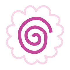 Narutomaki simple hand drawn doodle vector illustration. cured fish cake, ramen topping with pink swirl