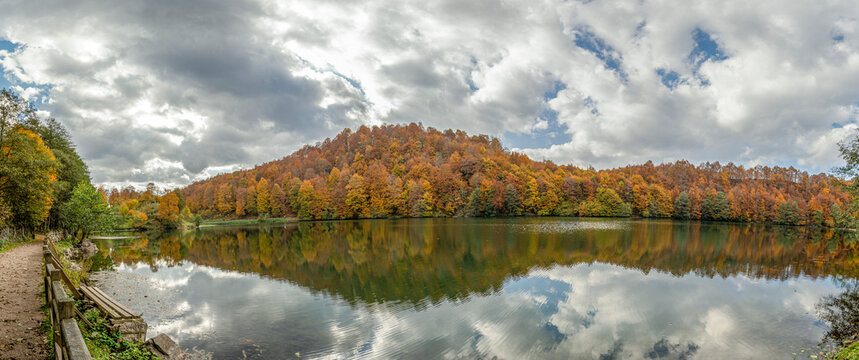 Panaromic views of Ulugol,Beautiful autumn views from Ulugol(Golkoy) Nature Park, Ordu, Turkey