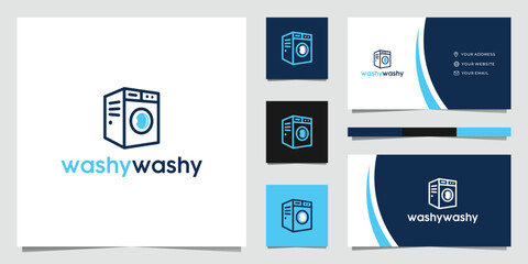 Modern Laundry Washing Machine Logo Design 3