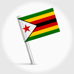 Zimbabwe map pin flag. 3D realistic vector illustration