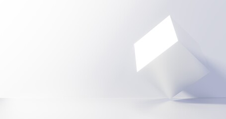 White minimal podium background cube object 3d render