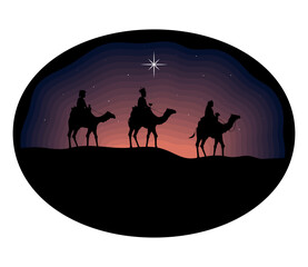 wise men in camel silhouettes
