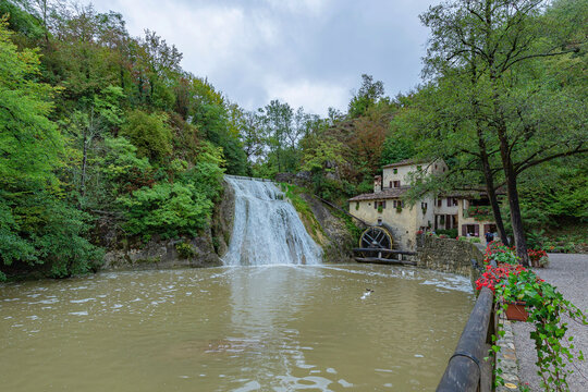 Ancient watermill wheel, Molinetto della Croda, Refrontolo, Treviso.,Italy