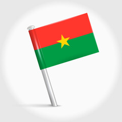 Burkina Faso map pin flag. 3D realistic vector illustration