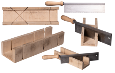 Saw and wooden fence for precise wood cutting in the carpentry shop.