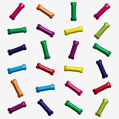 Pet bone pattern, colored dog bone. Puppy on white background