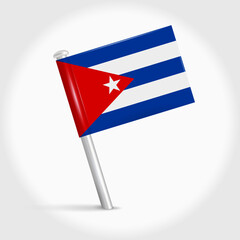 Cuba map pin flag. 3D realistic vector illustration