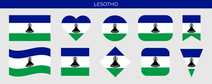 Lesotho national flag. Vector illustration isolated on white background