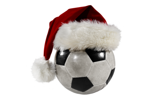 Football ball with over the christmas hat