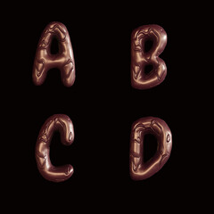 Chocolate swirl bar letters alphabet - letters A-D
