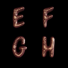 Chocolate swirl bar letters alphabet - letters E-H