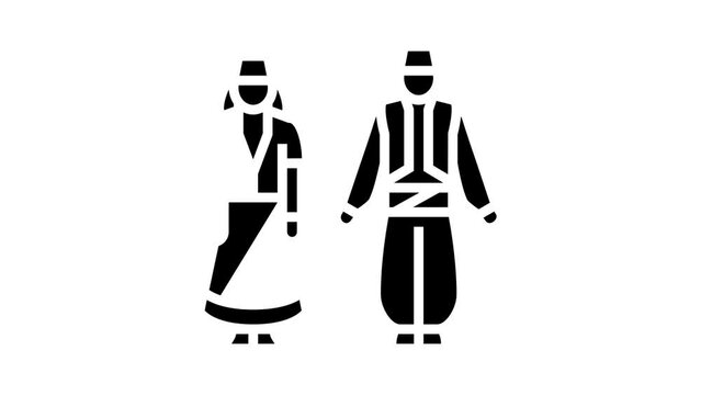turkey national clothes glyph icon animation