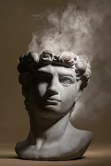 Fotobehang Historisch monument Ancient bust statue for history with a smoke effect