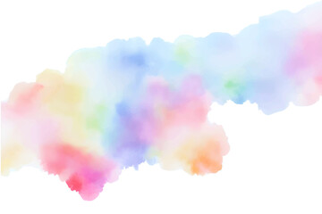 Handmade illustration of colorful pastel watercolor, multicolor abstract splash on white paper background, vector watercolor cloud.