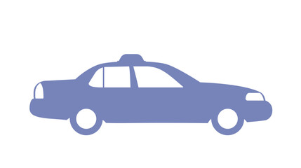 Blue taxi icon. Advertising graphic element for website, marketing. Poster or banner for website. Minimalistic logo for transport company or organization, branding. Cartoon flat vector illustration