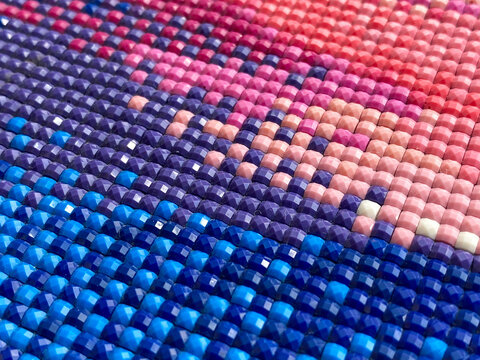 Close-up, colorful texture square diamond embroidery bright