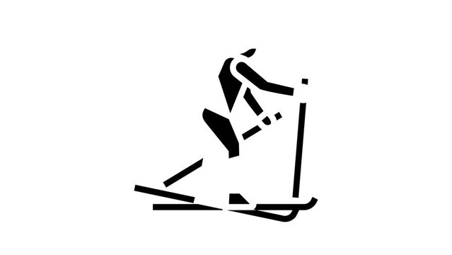 Skiing Extreme Winter Sport Glyph Icon Animation