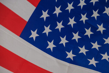 Close up of a curved American Flag