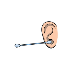 Cleaning the ears. Hygienic ear stick. Medical procedure. Hearing and health.