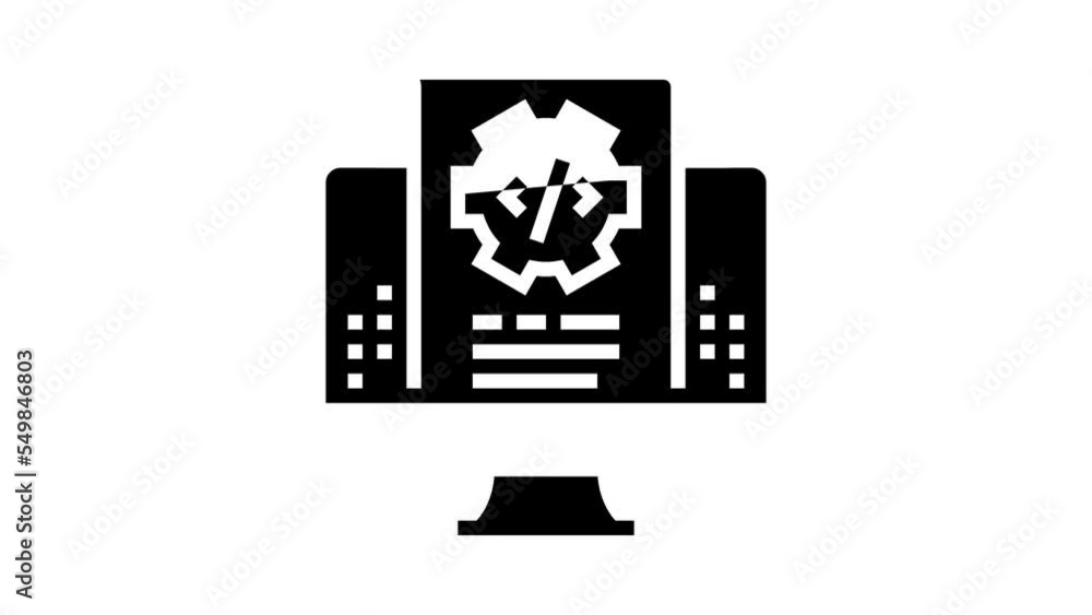 Poster script code glyph icon animation