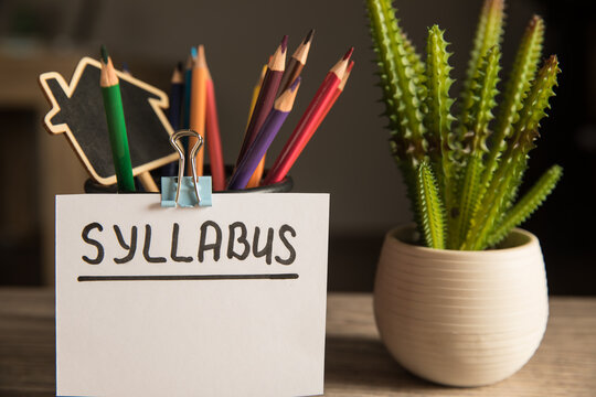 Syllabus inscription and pencils
