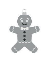 Christmas gingerbread icon. Fictional character, imagination, fantasy and dream. New Years fairy tale, international traditions and culture. Poster or banner for site. Cartoon flat vector illustration