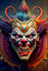 Fototapeta premium Midjourney abstract render of an evil clown