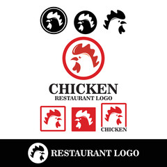 chicken logo, silhouette of great simple rooster vector illustrations