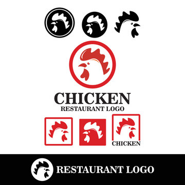 chicken logo, silhouette of great simple rooster vector illustrations
