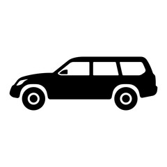 SUV icon. Off-road vehicle. Black silhouette. Side view. Vector simple flat graphic illustration. Isolated object on a white background. Isolate.