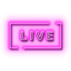 Neon Glowing Sign Lettering Live Icon. Decoration Design Element. Webinar Live Button.