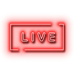 Neon Glowing Sign Lettering Live Icon. Decoration Design Element. Webinar Live Button.