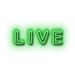 Neon Glowing Sign Lettering Live Icon. Decoration Design Element. Webinar Live Button.
